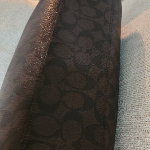 Coach Christie Carryall Signature Dark Brown Shoulder Bag Satchel Purse - Picture 5 of 9